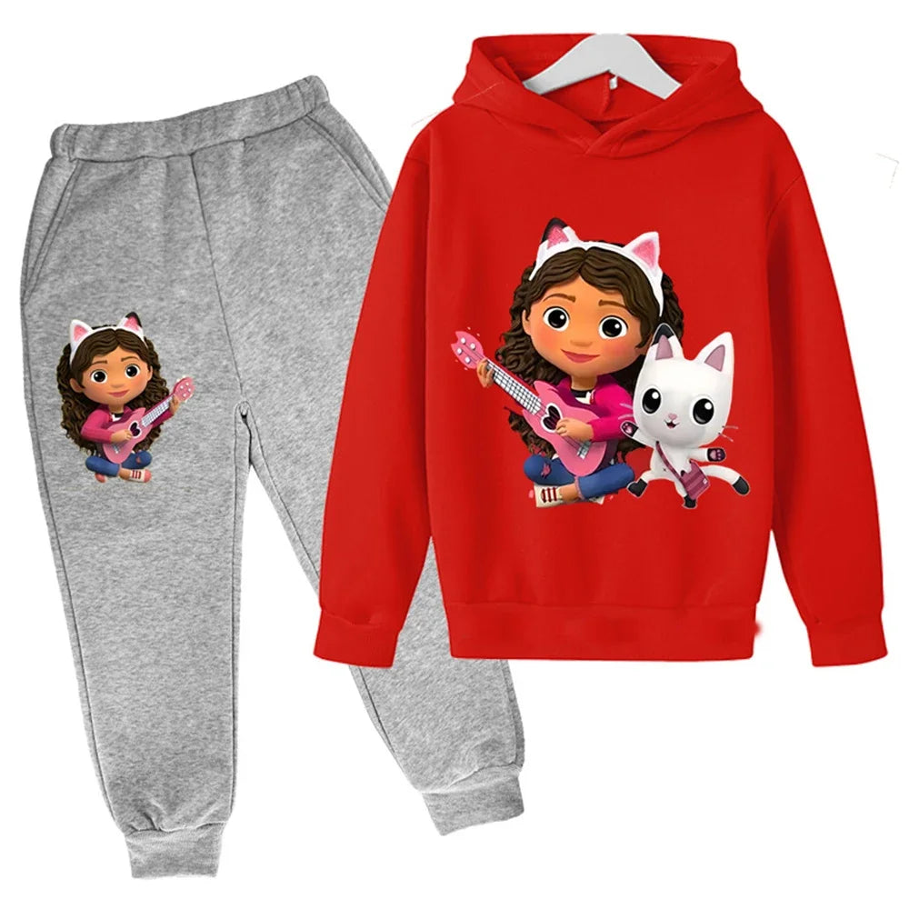 Kids Gabby Cats Hoodie Toddler Girls Gabbys Dollhouse Clothes Baby Boys Long Sleeve Sweatshirt Sets Autumn Children's Clothing