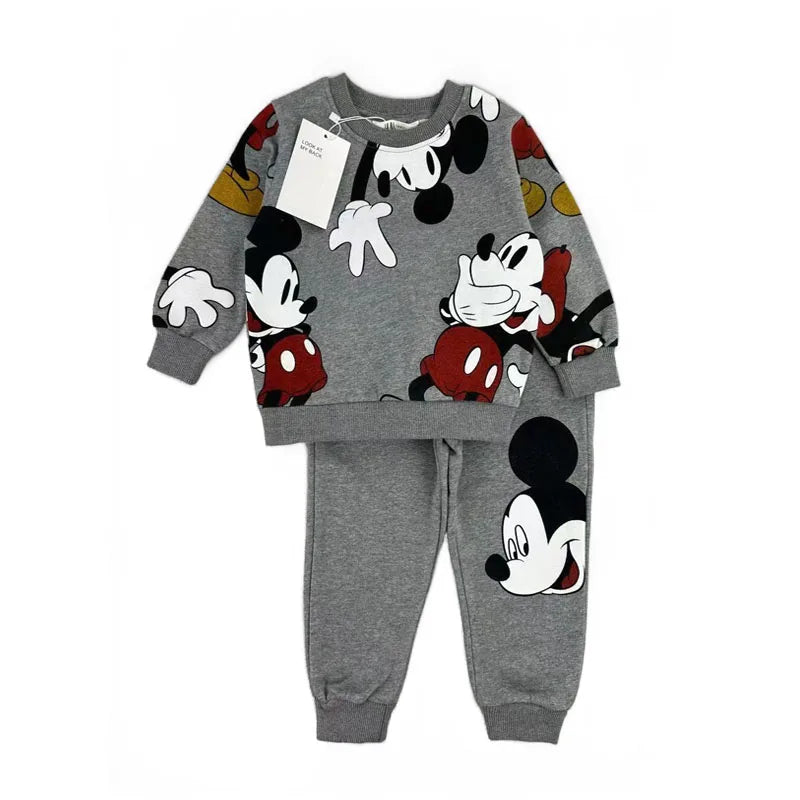 Winter Boys girls Clothes Set Children Sports Mickey Sweatshirt Top and Pants Two Piece Suit winter fleecing Tracksuit