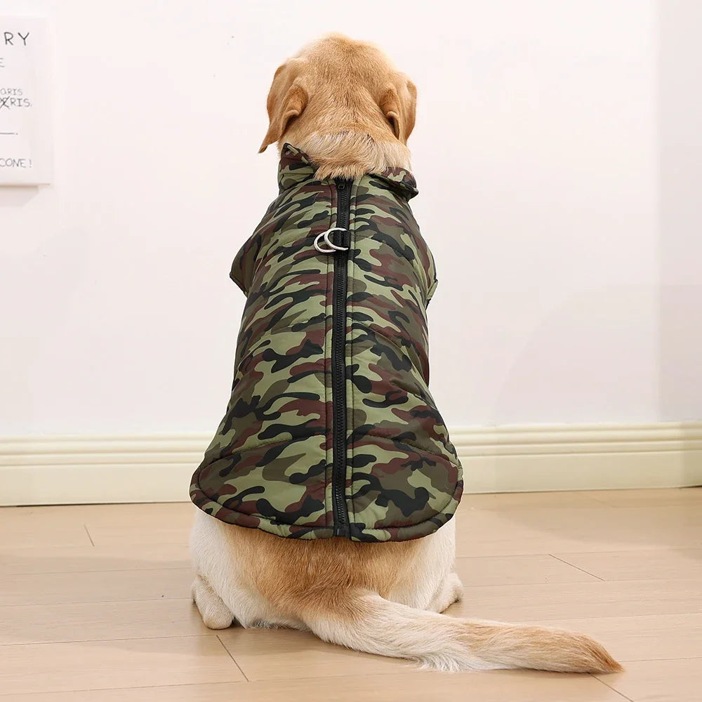 Winter Dog Clothes Coat Waterproof Puppy Cat Jacket For Large Dogs Camouflage Print Warm Windproof Pet Labrodor Apparel Costume