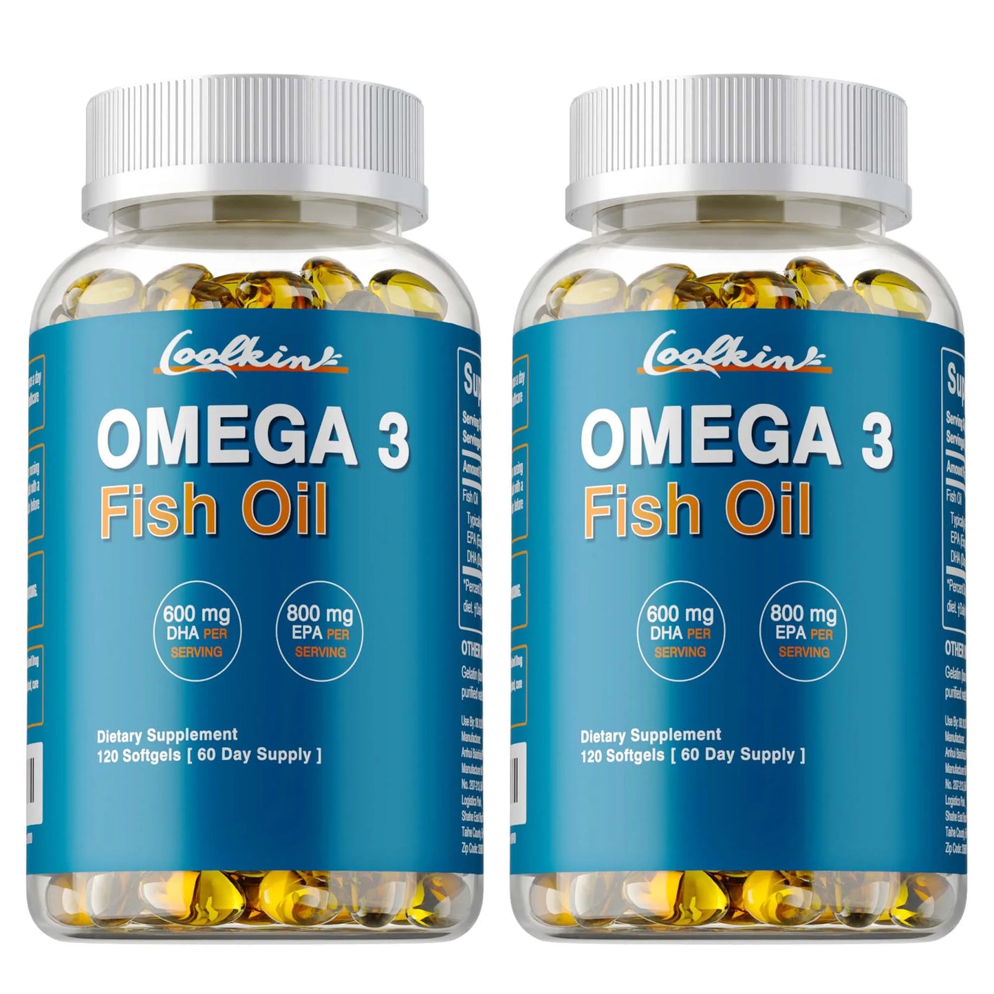 Omega 3 Fish Oil - with DHA & EPA - Supports Brain, Nervous System, Cardiovascular, Skin Health, Antioxidant - 120 Capsules