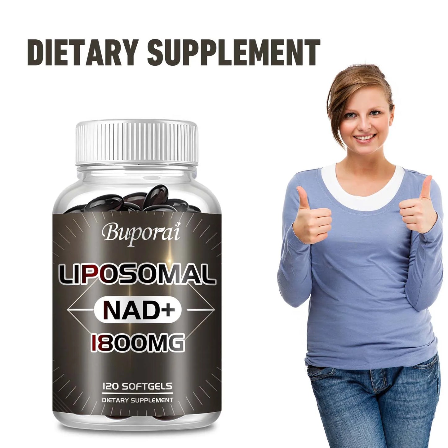 Liposomal NAD Supplement - Anti-aging, Replenish Energy and Focus, Support Cell Repair, Promote Metabolism - 120 Capsules