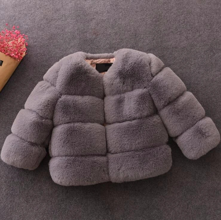 Girls Fur Jacket for Children Tops Clothes 2024 New Baby Kids Jackets Warm Thicken Coat Solid Color Boys Faux Fur Outwear Coat