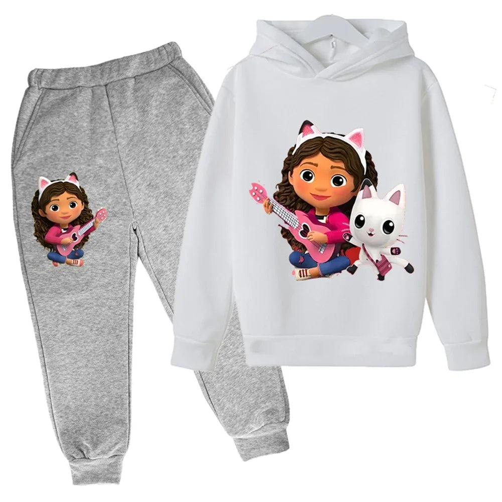 Kids Gabby Cats Hoodie Toddler Girls Gabbys Dollhouse Clothes Baby Boys Long Sleeve Sweatshirt Sets Autumn Children's Clothing
