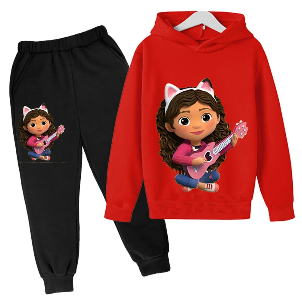 Kids Gabby Cats Hoodie Toddler Girls Gabbys Dollhouse Clothes Baby Boys Long Sleeve Sweatshirt Sets Autumn Children's Clothing