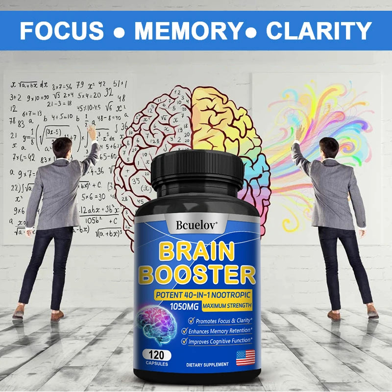 Brain Supplement - 40-in-1 Powerful Formula, 1050 Mg - Supports Memory, Cognitive Function, Focus, and Clarity