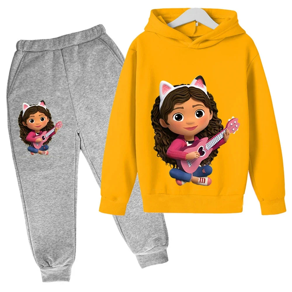 Kids Gabby Cats Hoodie Toddler Girls Gabbys Dollhouse Clothes Baby Boys Long Sleeve Sweatshirt Sets Autumn Children's Clothing