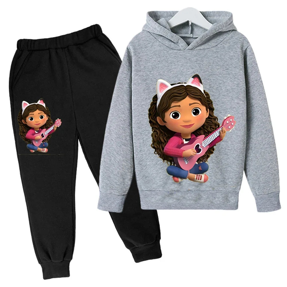 Kids Gabby Cats Hoodie Toddler Girls Gabbys Dollhouse Clothes Baby Boys Long Sleeve Sweatshirt Sets Autumn Children's Clothing