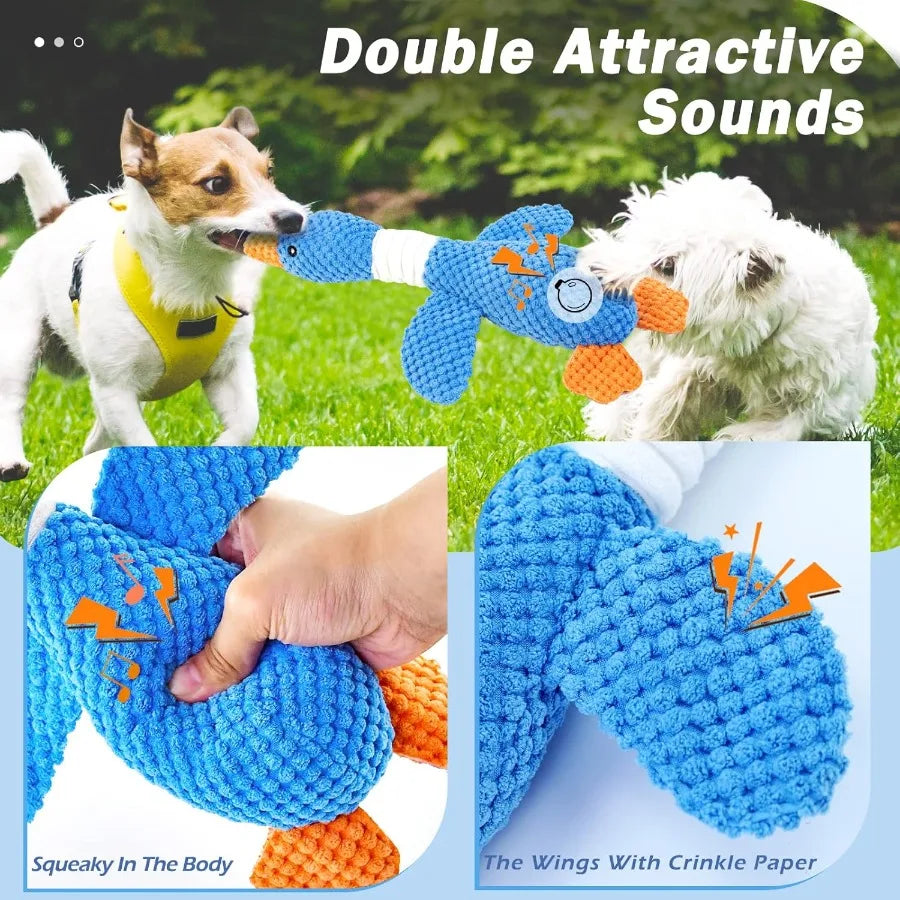 Upgraded Goose Indestructible Dog Toys for Aggressive Chewers Small Medium Large Breed Crinkle Squeaky Plush Dog Puppy Chew Toy