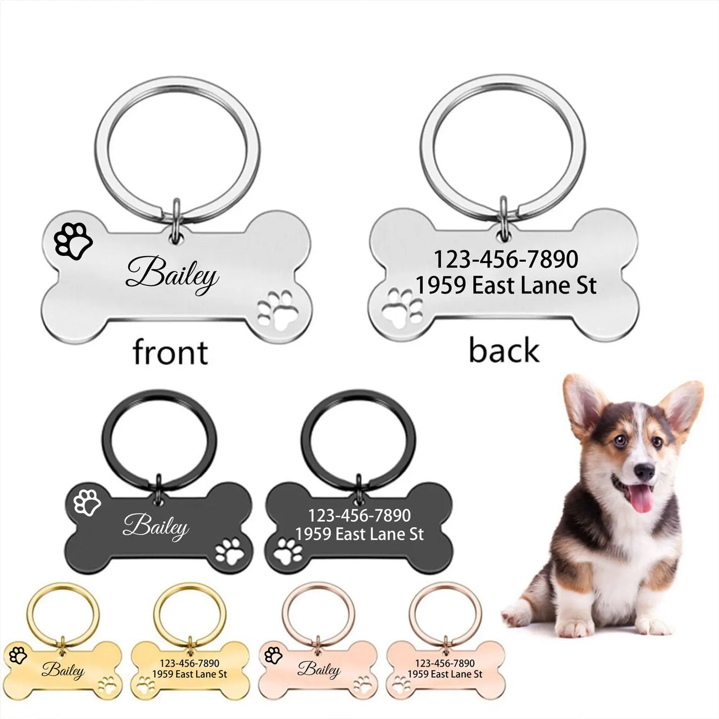 1 pc abstract dog footprint Custom Name and text Personalized Dog Tags Cat Dog ID Tag Name with Cute Symbols Personalized Pet I