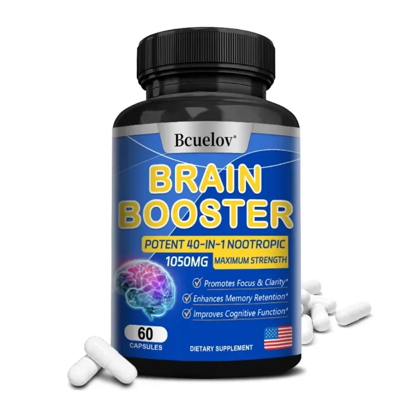 Brain Supplement - 40-in-1 Powerful Formula, 1050 Mg - Supports Memory, Cognitive Function, Focus, and Clarity