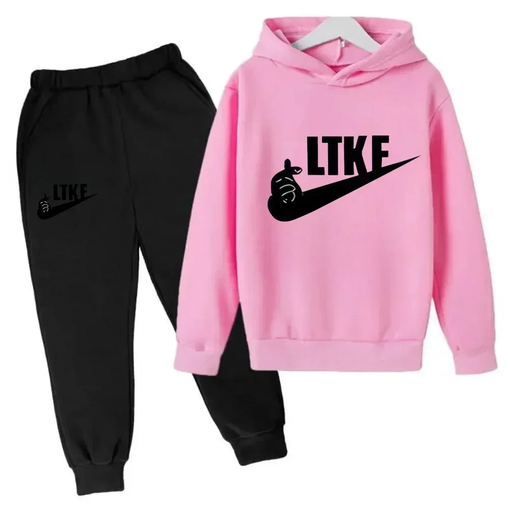 Hot Brand Designer Print Children Sport Hoodie+Pant Suit 2pcs Set Kids Boy Girl Clothing Spring Autumn Casual Fashion Tracksuit