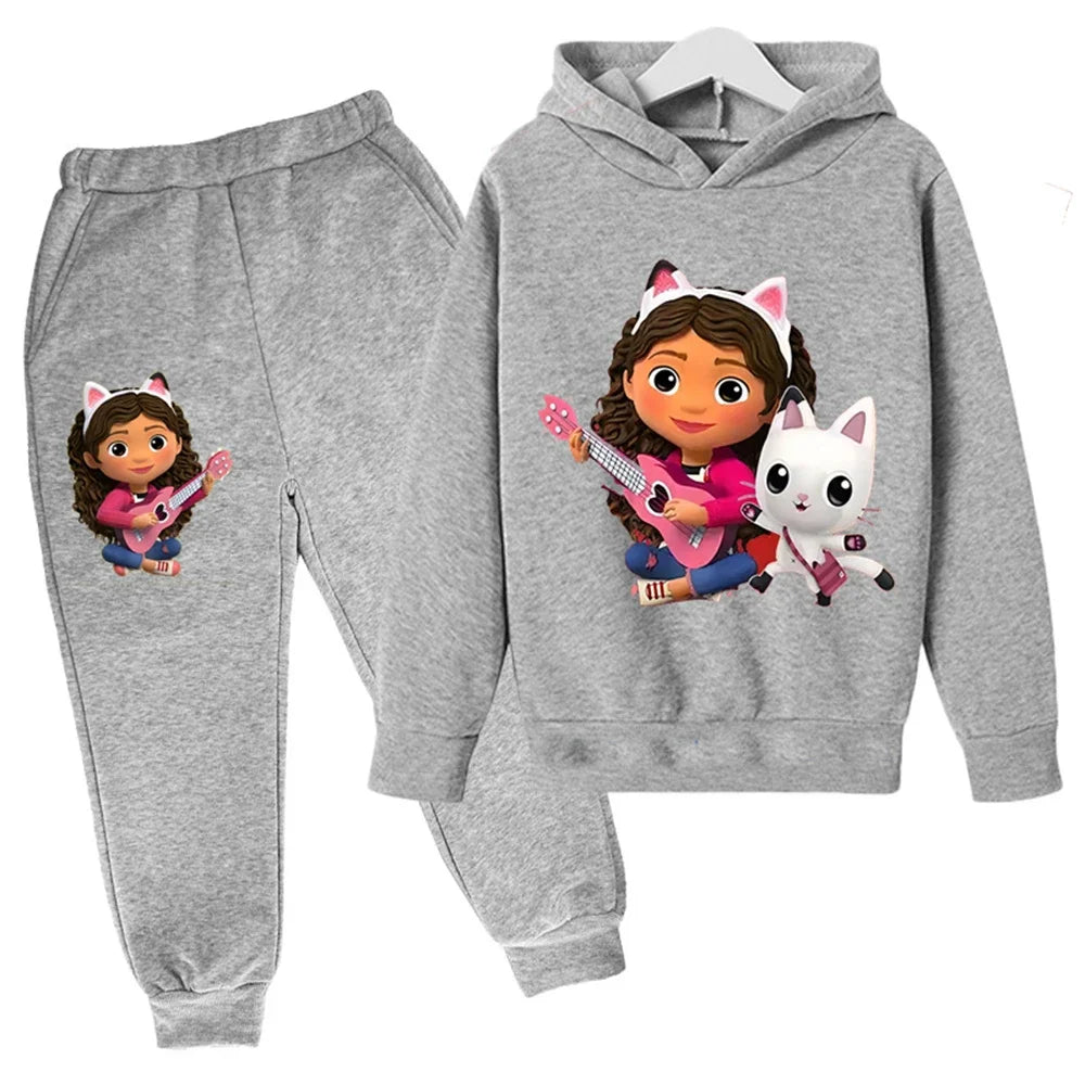 Kids Gabby Cats Hoodie Toddler Girls Gabbys Dollhouse Clothes Baby Boys Long Sleeve Sweatshirt Sets Autumn Children's Clothing