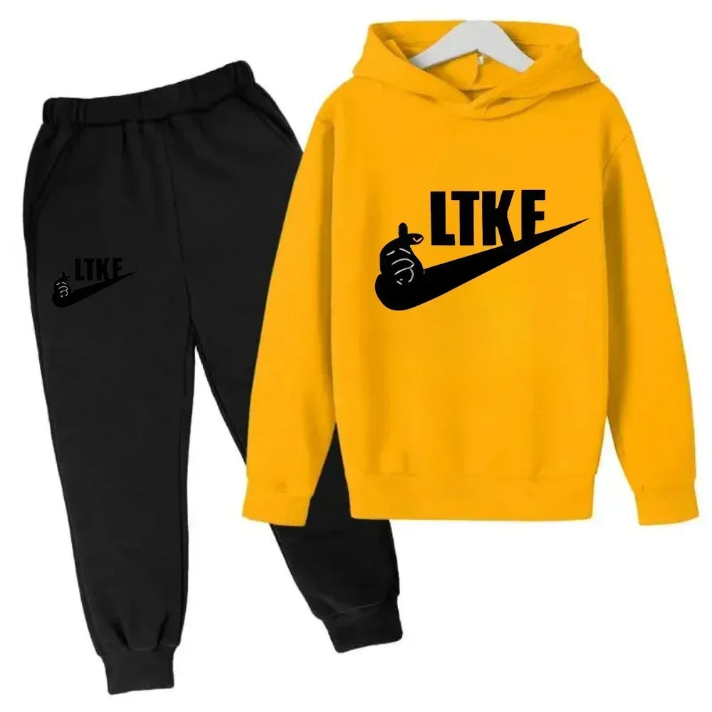 Hot Brand Designer Print Children Sport Hoodie+Pant Suit 2pcs Set Kids Boy Girl Clothing Spring Autumn Casual Fashion Tracksuit