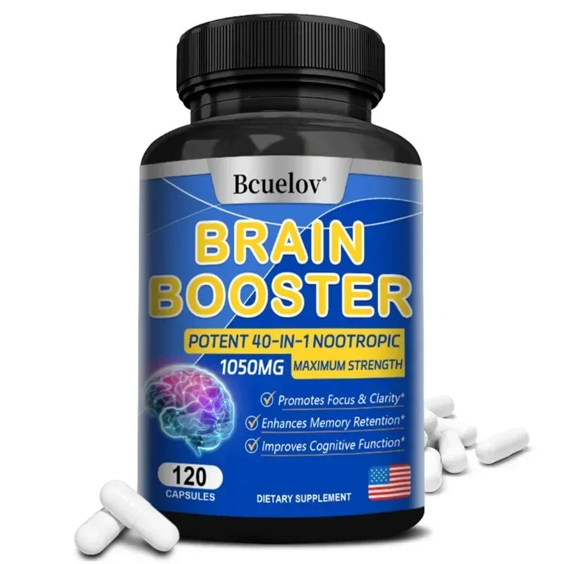 Brain Supplement - 40-in-1 Powerful Formula, 1050 Mg - Supports Memory, Cognitive Function, Focus, and Clarity