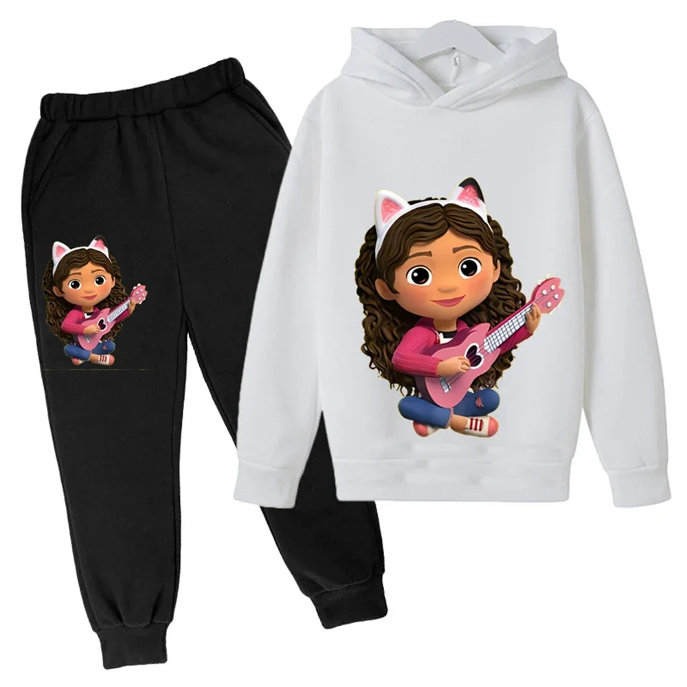 Kids Gabby Cats Hoodie Toddler Girls Gabbys Dollhouse Clothes Baby Boys Long Sleeve Sweatshirt Sets Autumn Children's Clothing