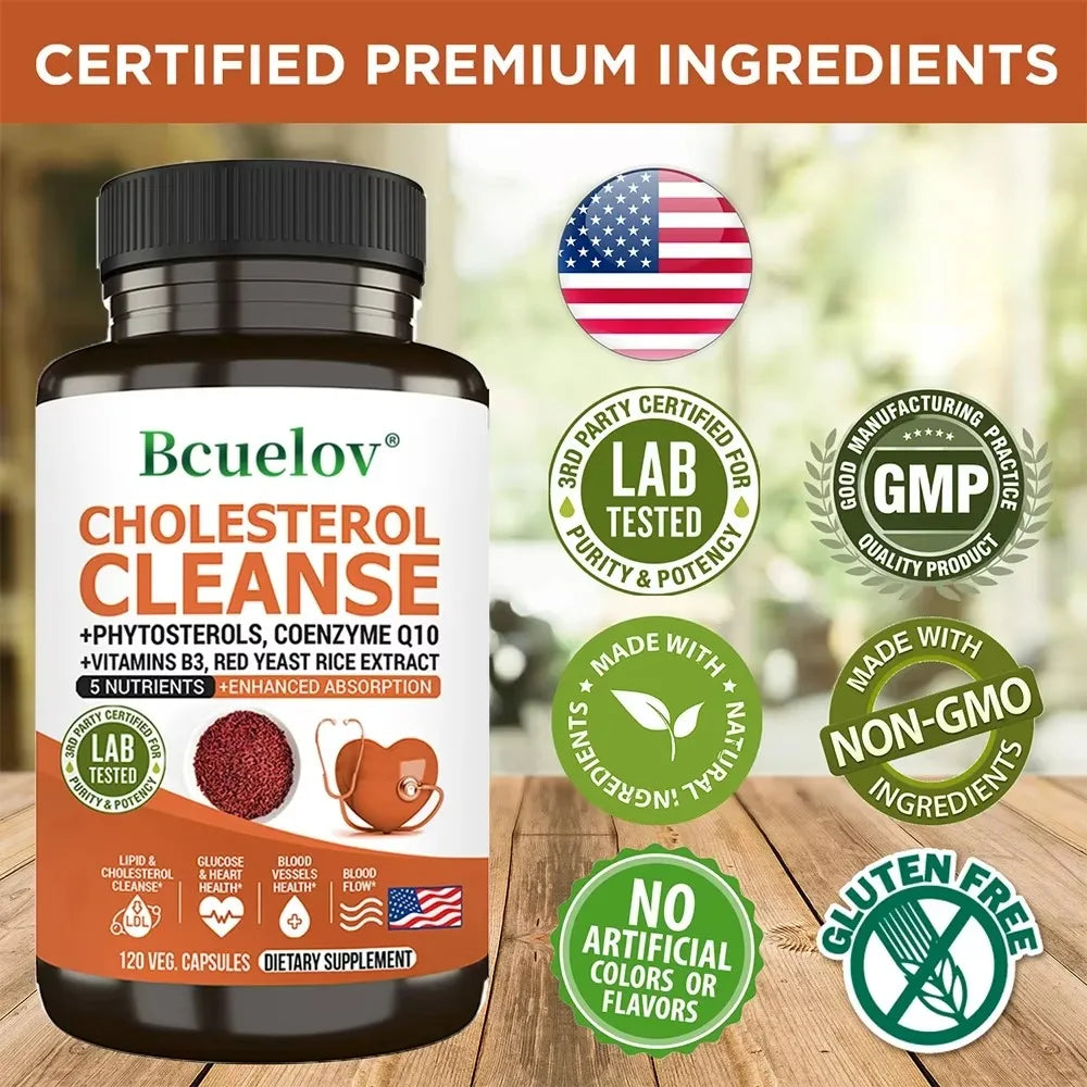 Niacinamide, Red Yeast Rice, Black Pepper Extract, Cholesterol Cleanser - Helps Lower Cholesterol Levels, 120 Capsules