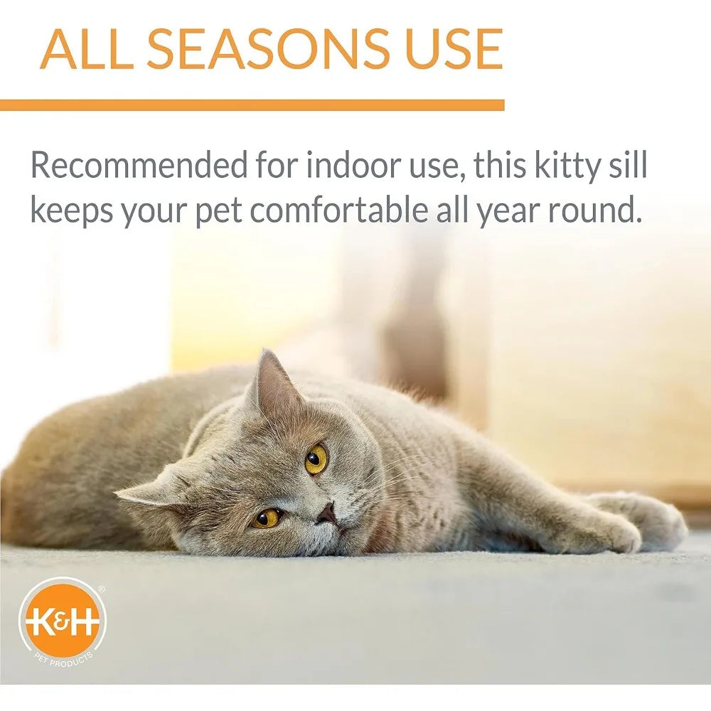 K&H Pet Products Bolster Kitty Sill Cat Window Perch Bed for Large Cats, Orthopedic Window Hammock Holds 40 lbs, Washable Cover,