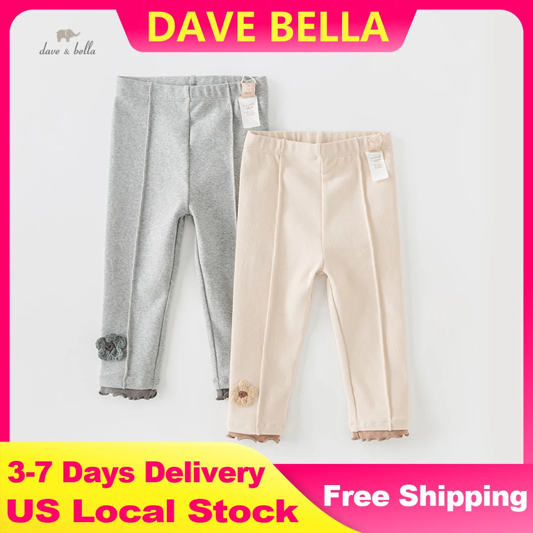 Dave Bella Children's Cotton Tight Leggings Spring Autumn Long Pants Outdoor Sport Leggings Casual Elastic Pants DB3236098
