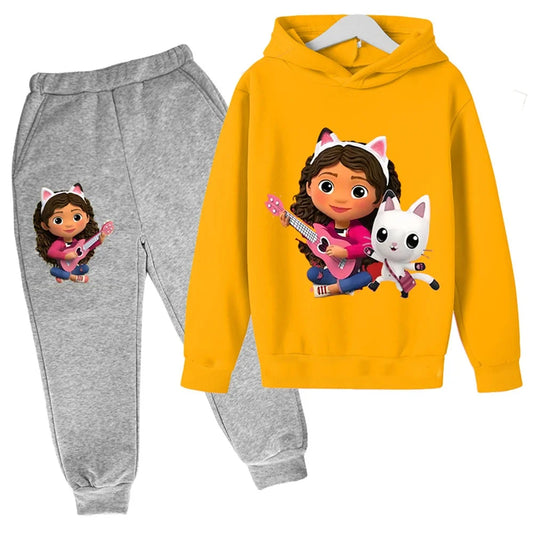 Kids Gabby Cats Hoodie Toddler Girls Gabbys Dollhouse Clothes Baby Boys Long Sleeve Sweatshirt Sets Autumn Children's Clothing