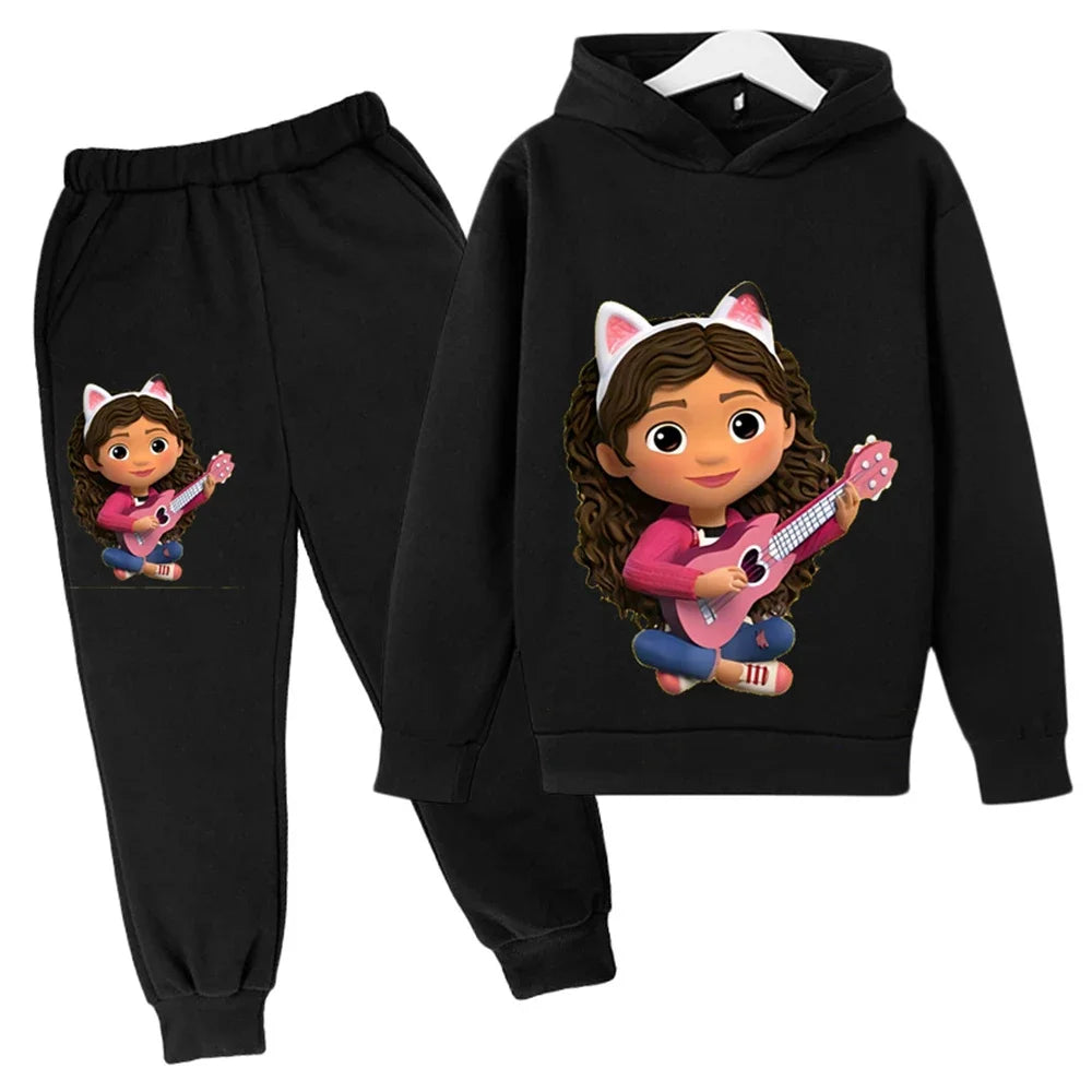 Kids Gabby Cats Hoodie Toddler Girls Gabbys Dollhouse Clothes Baby Boys Long Sleeve Sweatshirt Sets Autumn Children's Clothing
