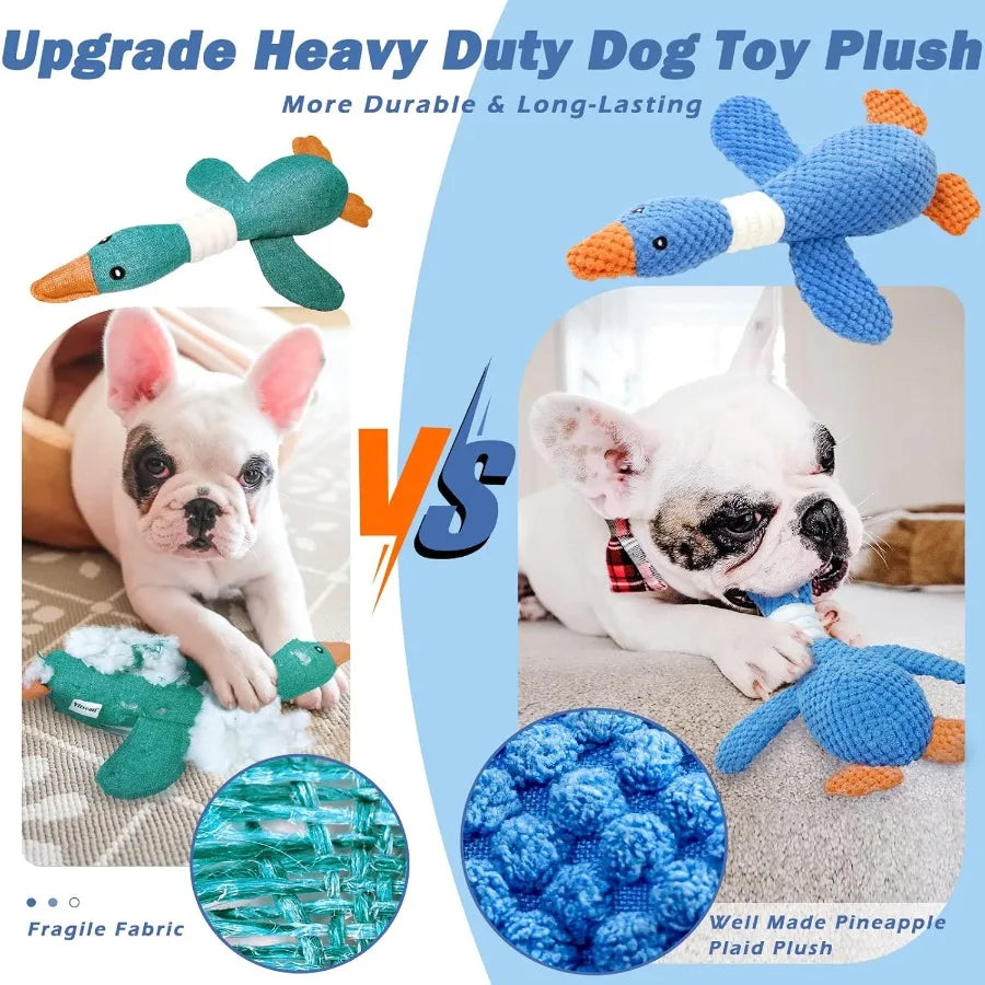 Upgraded Goose Indestructible Dog Toys for Aggressive Chewers Small Medium Large Breed Crinkle Squeaky Plush Dog Puppy Chew Toy