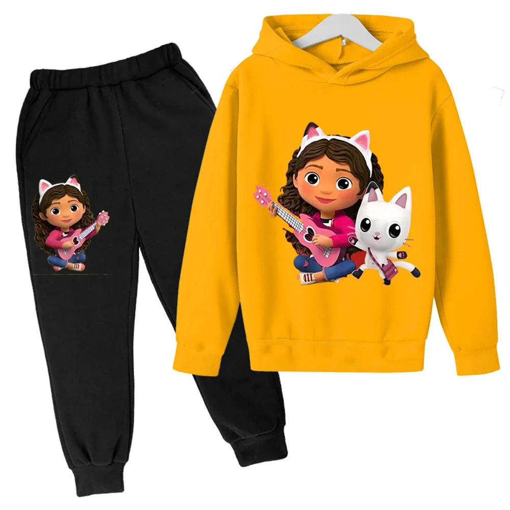 Kids Gabby Cats Hoodie Toddler Girls Gabbys Dollhouse Clothes Baby Boys Long Sleeve Sweatshirt Sets Autumn Children's Clothing