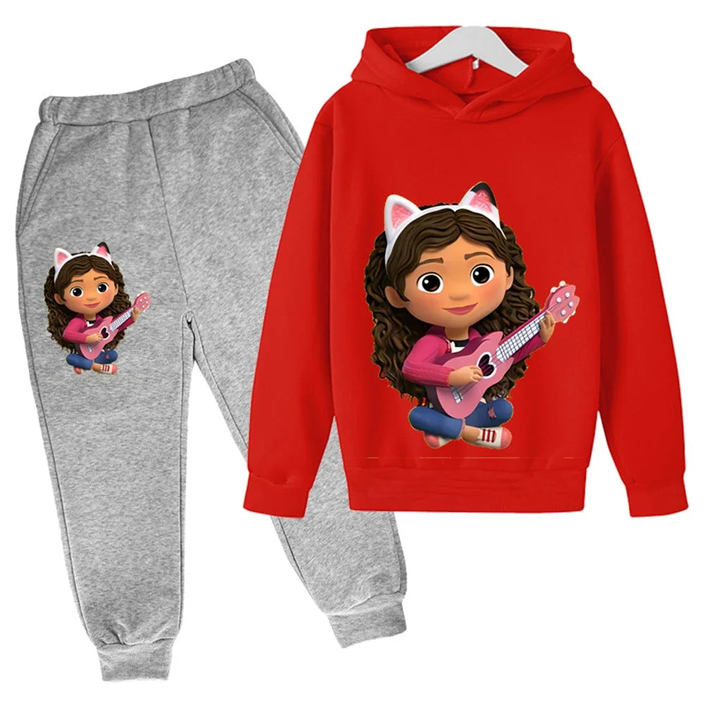 Kids Gabby Cats Hoodie Toddler Girls Gabbys Dollhouse Clothes Baby Boys Long Sleeve Sweatshirt Sets Autumn Children's Clothing