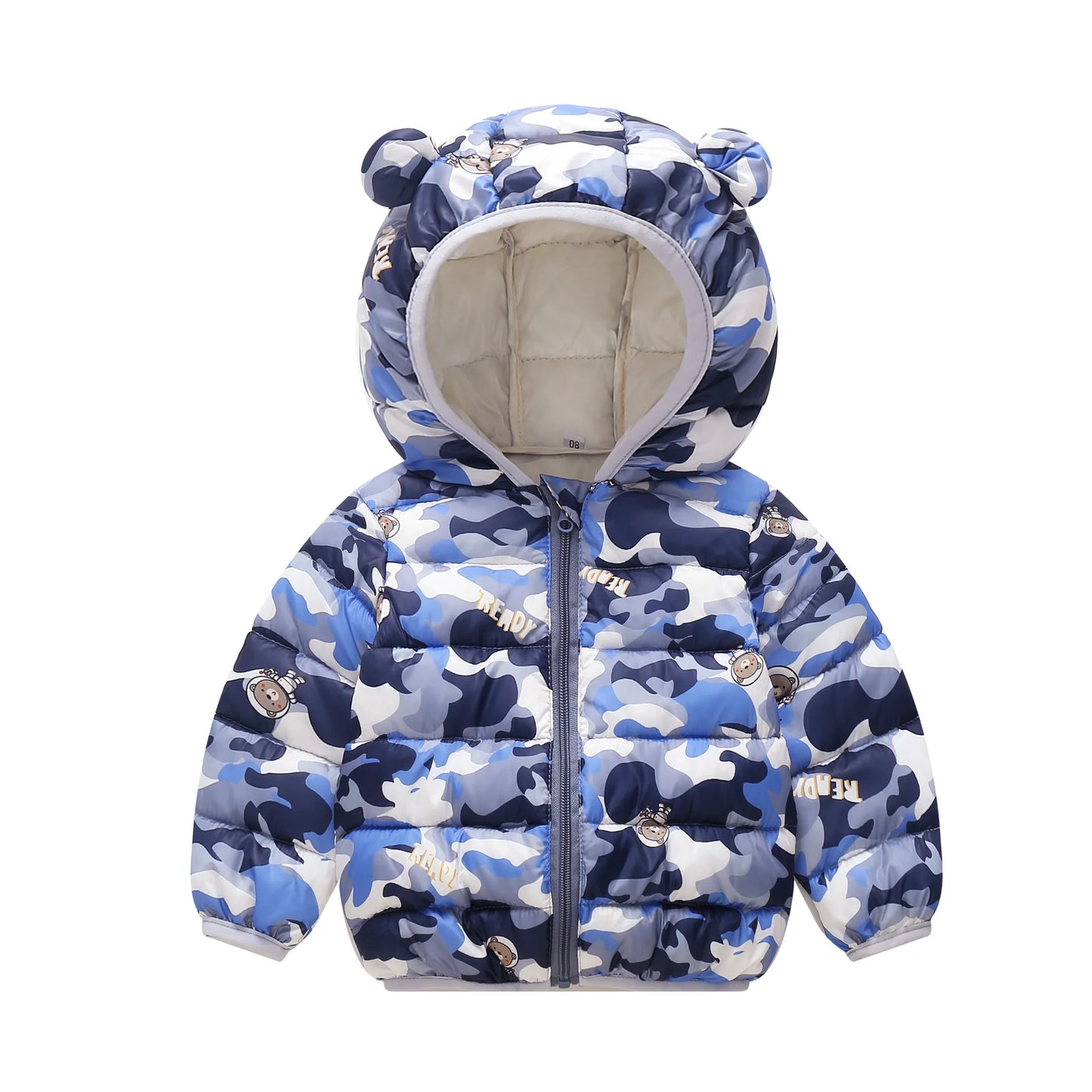 2025 children's autumn winter down cotton jacket cartoon light zipper hooded cotton jacket boys girls warm overcoat infants 0-5Y