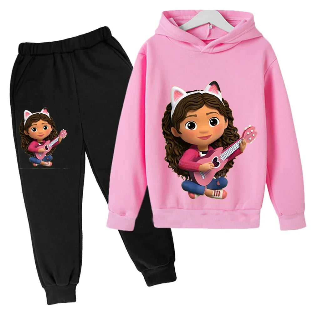 Kids Gabby Cats Hoodie Toddler Girls Gabbys Dollhouse Clothes Baby Boys Long Sleeve Sweatshirt Sets Autumn Children's Clothing