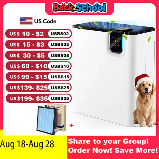 AROEVE Air Purifier 2500Ft² Coverage for Bedroom with Filter H13 HAPA Dual Purification Smart Auto Function CADR Timing Setting