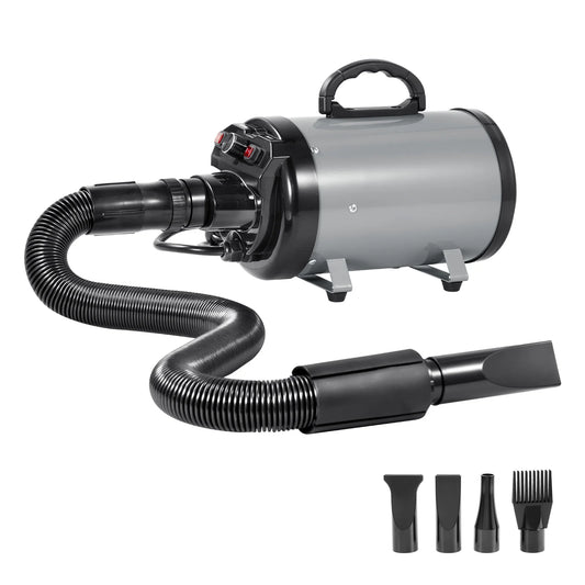 SucceBuy 2000W/2.7HP Dog Blow Dryer Adjustable Speed Temperature Control with 4 Nozzle and Extendable Hose for Pet Hair Grooming