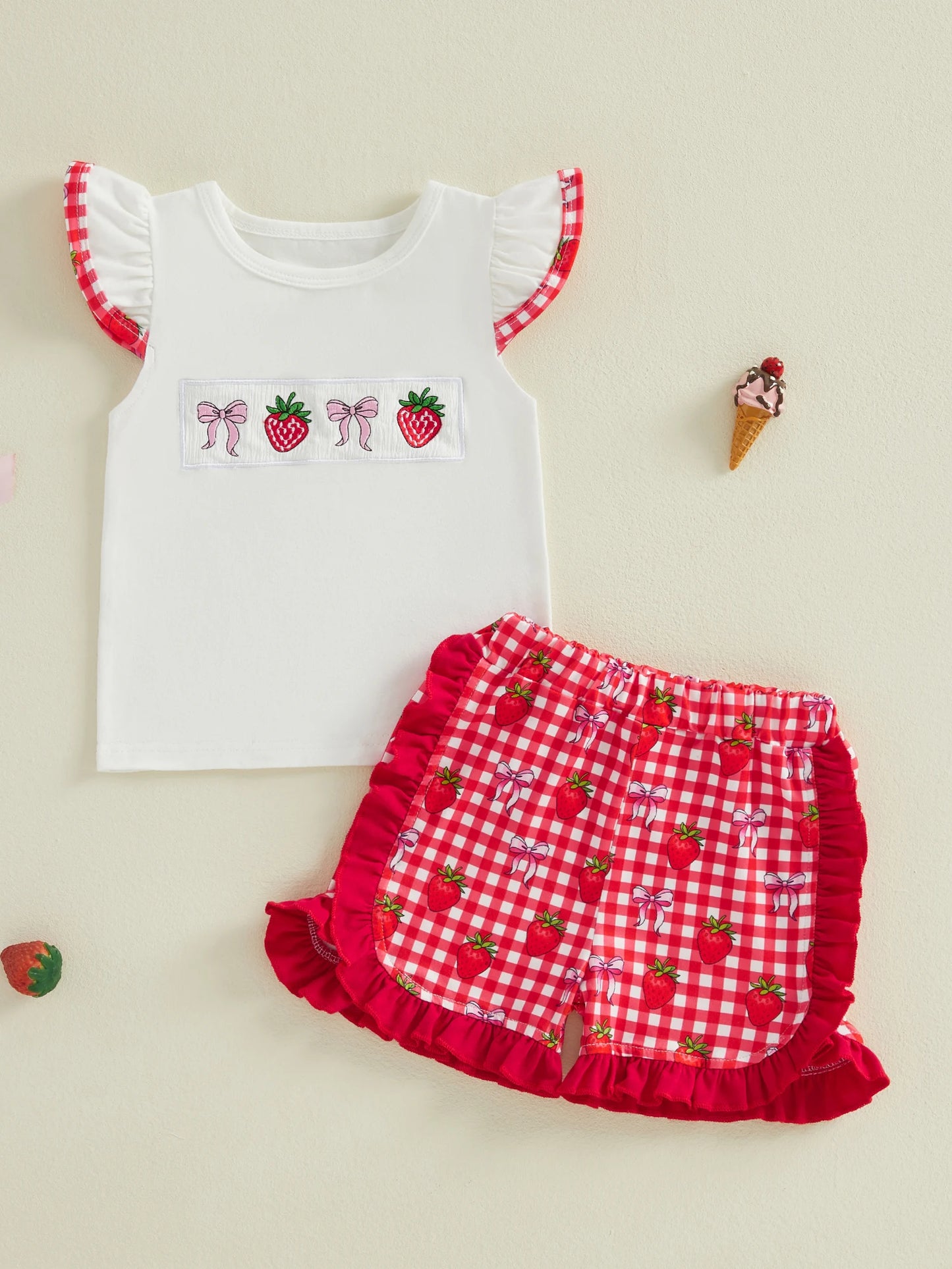 Adorable Baby Girls Floral Print Ruffle Sleeve Tunic Top and Denim Shorts Set for Summer Beach Outings
