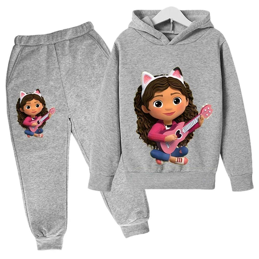 Kids Gabby Cats Hoodie Toddler Girls Gabbys Dollhouse Clothes Baby Boys Long Sleeve Sweatshirt Sets Autumn Children's Clothing