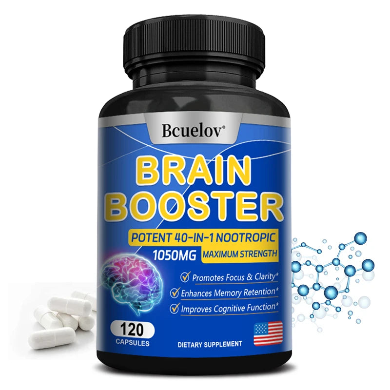 Brain Supplement - 40-in-1 Powerful Formula, 1050 Mg - Supports Memory, Cognitive Function, Focus, and Clarity