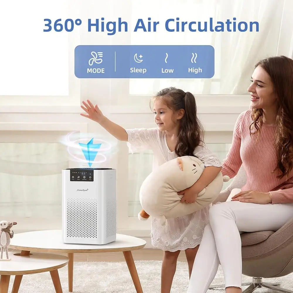 HEPA Air Purifier Bedroom Home Pet Odor Silent 360° Airflow Essential Oil Aromatherapy Diffuser Air Cleaner