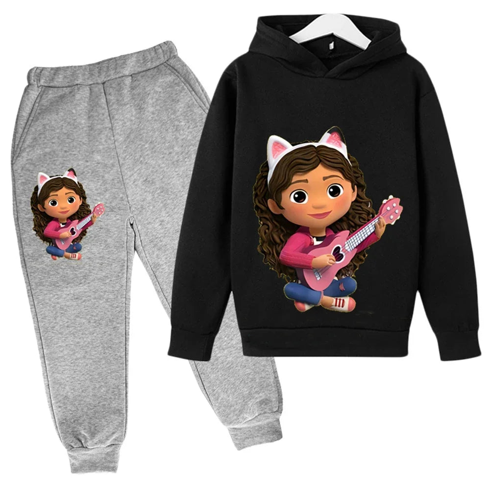 Kids Gabby Cats Hoodie Toddler Girls Gabbys Dollhouse Clothes Baby Boys Long Sleeve Sweatshirt Sets Autumn Children's Clothing